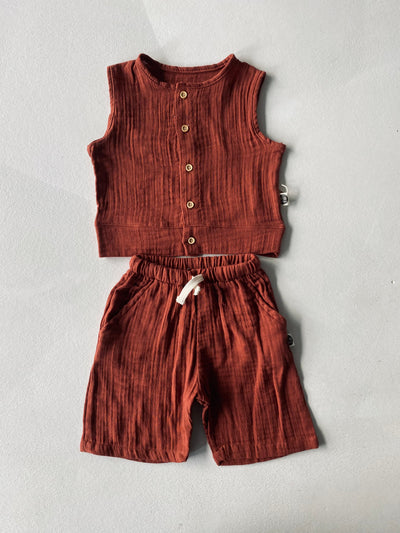 Baby Muslin Undershirt and Shorts Set | 6 Months–4 Years | RG Brand | RG320 - TILE