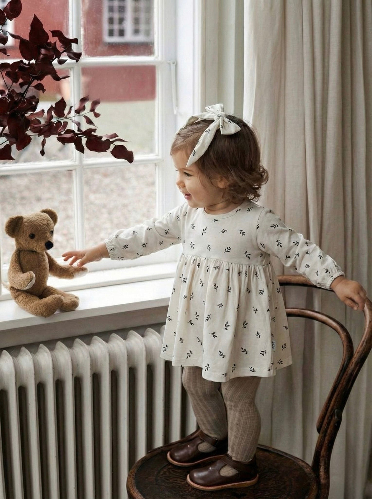 Bebek Desenli Elbise ve Toka Seti | RG321 - MİNT
