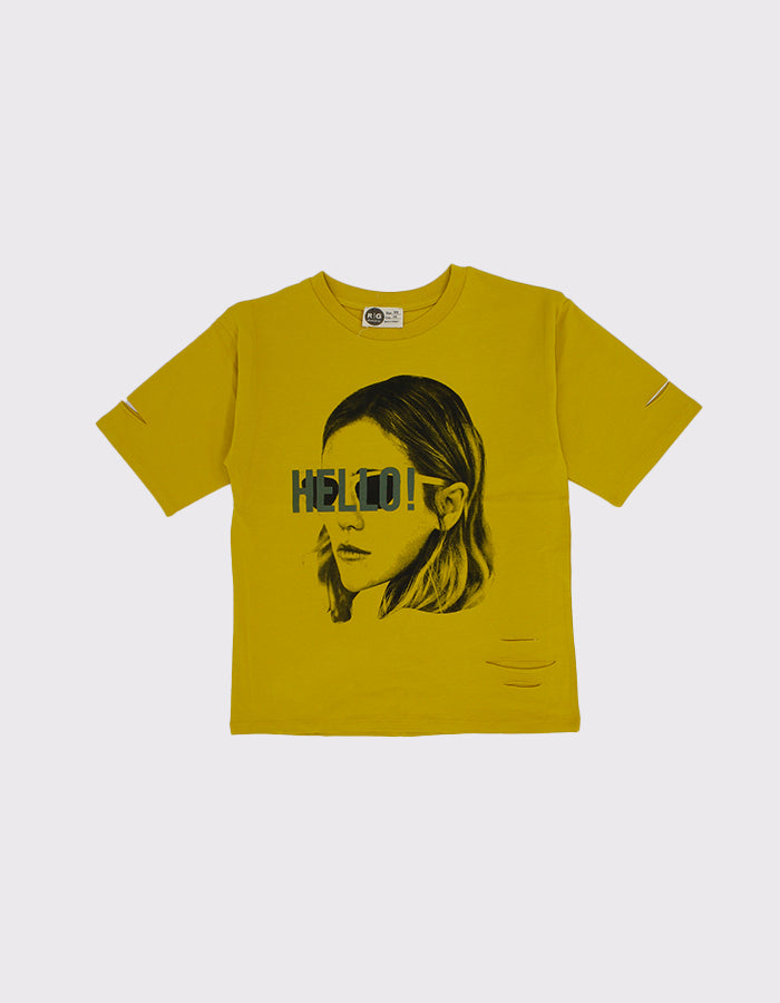 Genç Kız Çocuk Baskılı Basic Tişört | 9–15 Yaş | Pamuk | RG Brand | RG3300 - PEMBE