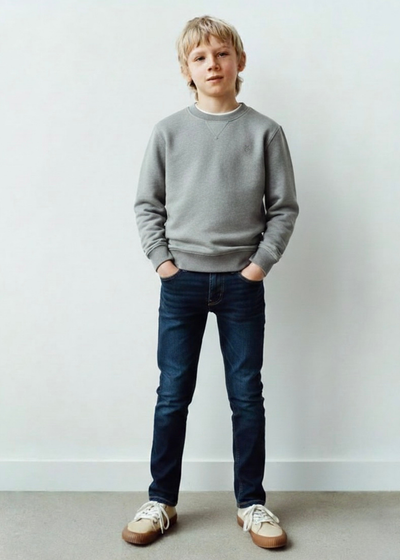 Genç Çocuk Unisex Koyu Mavi Jean | 9–15 Yaş | Kız ve Erkek Çocuk Kot Pantolon | RG3323 - MAVİ