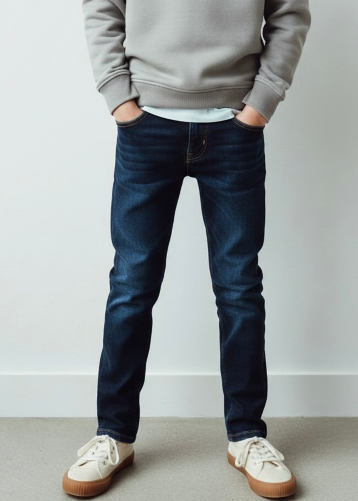Genç Çocuk Unisex Koyu Mavi Jean | 9–15 Yaş | Kız ve Erkek Çocuk Kot Pantolon | RG3323 - MAVİ