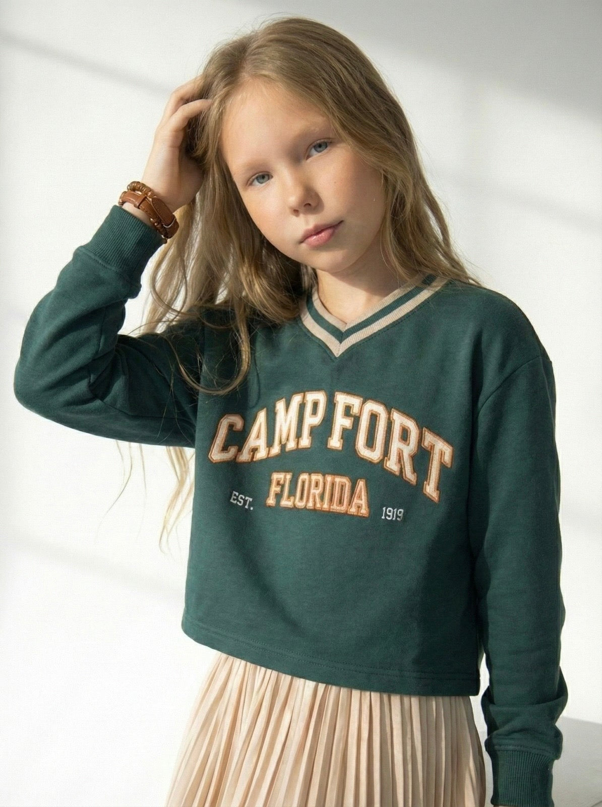 Genç Kız Çocuk Baskılı Sweatshirt ve Piliseli Etek Takım | RG Brand | RG3334 - BORDO