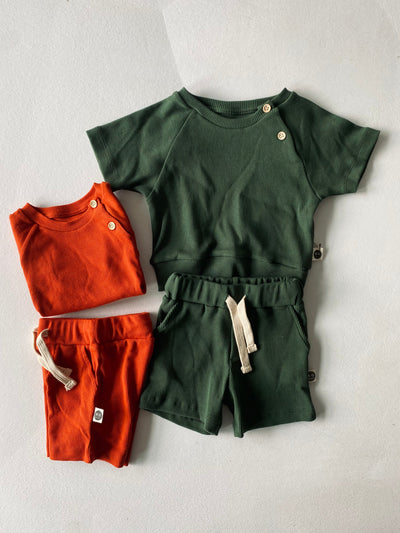 Kız ve Erkek Bebek Yazlık Tişört 2’li Set | 6 Ay–4 Yaş | RG Brand | RG342 - KİREMİT