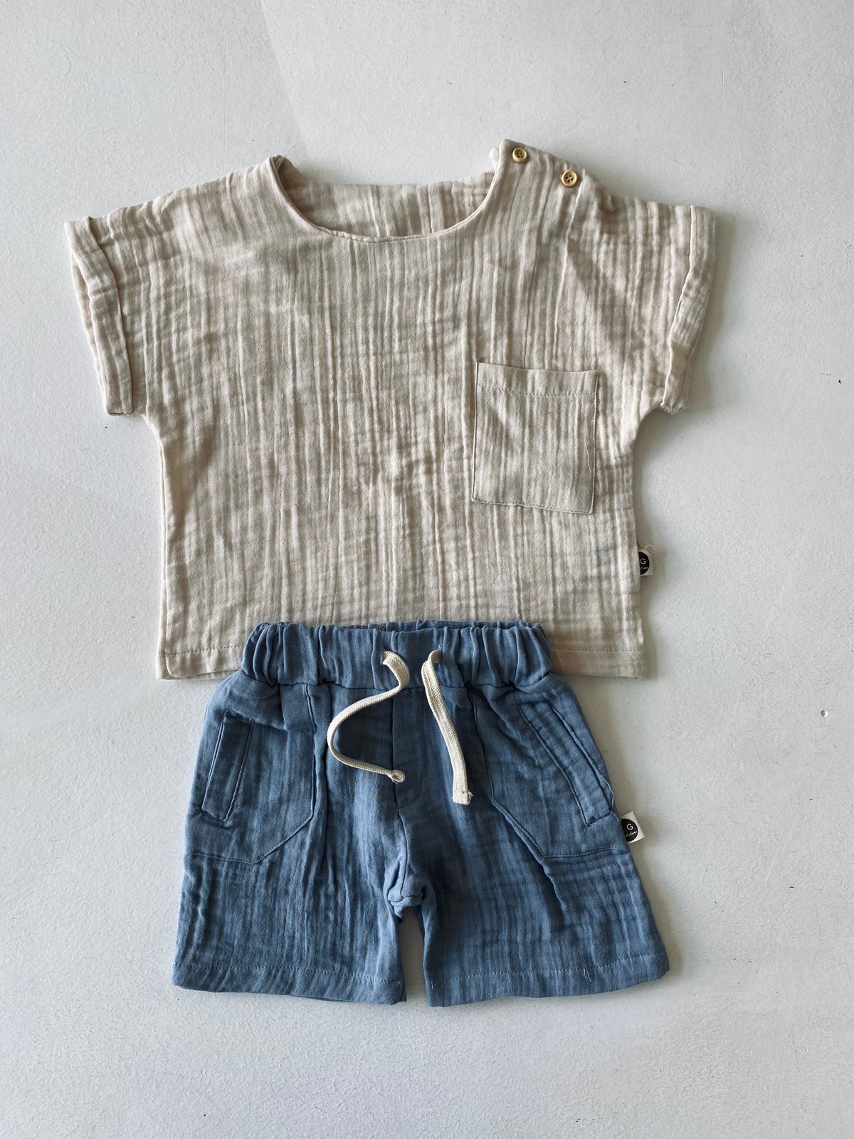 Müslin Bebek Takımı | Premium Gömlek & Pantolon Set | 6 Ay - 3 Yaş | RG364 - FÜME