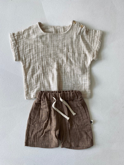 Müslin Bebek Takımı | Premium Gömlek & Pantolon Set | 6 Ay - 3 Yaş | RG364 - FÜME