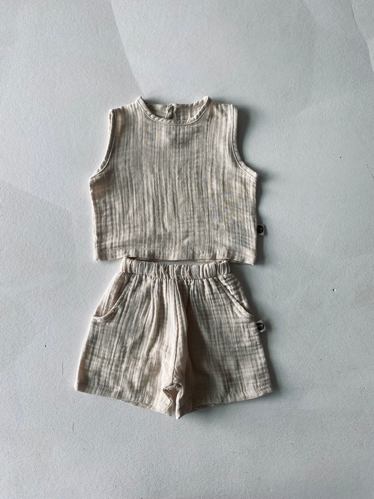 Müslin Bebek Şortlu Takım | 6 Ay–3 Yaş | RG Brand | RG367 - KAHVERENGİ