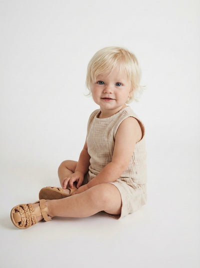 Müslin Bebek Şortlu Takım | 6 Ay–3 Yaş | RG Brand | RG367 - KAHVERENGİ