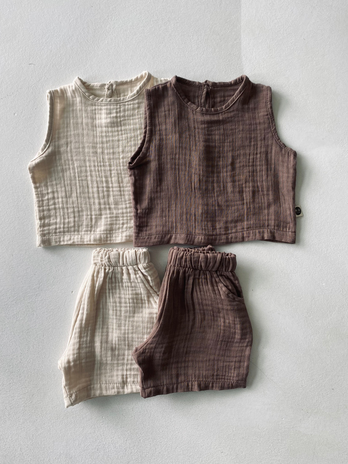 Müslin Bebek Şortlu Takım | 6 Ay–3 Yaş | RG Brand | RG367 - KAHVERENGİ