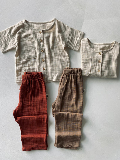 Pamuklu Müslin Bebek Takımı | RG Brand – Yumuşak ve Nefes Alabilir | RG368 - KİREMİT