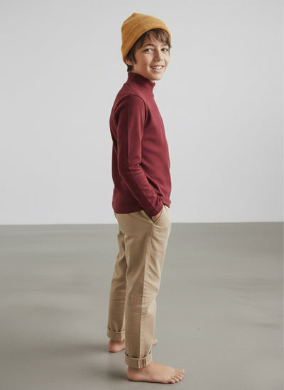 Girls' and Boys' Lycra Turtleneck Bodysuit | RG Brand | Ages 9-15 | RG3700 - BURGUNDY