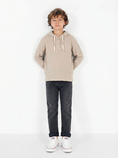 Genç Kız ve Erkek Müslin Kapüşonlu Sweatshirt | 9–15 Yaş | RG Brand | RG3709 - FÜME