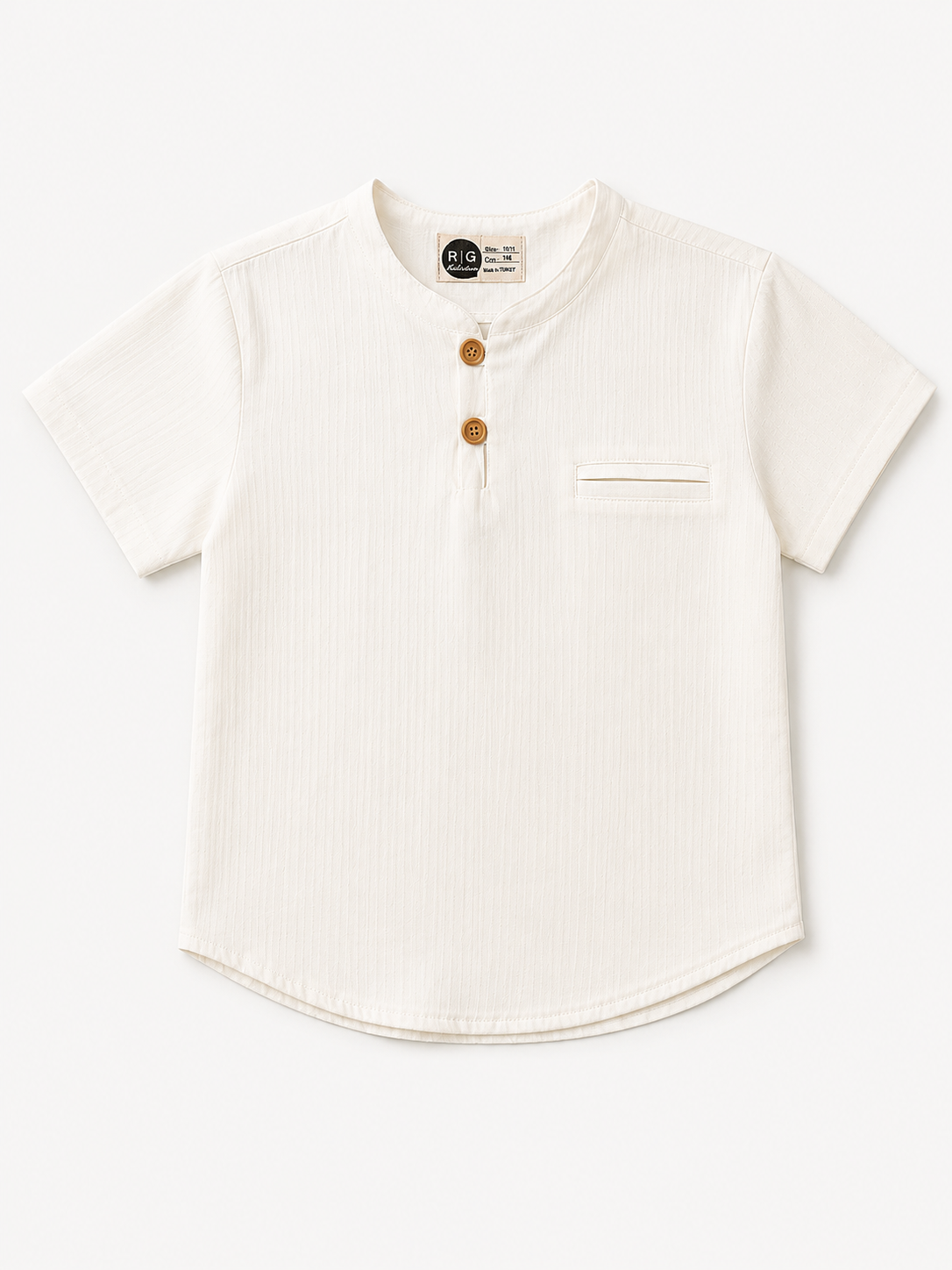 Erkek Çocuk Mao Yaka Gömlek | 9–15 Yaş | Kısa Kollu | %100 Pamuk | RG Brand | RG3712 - SİYAH