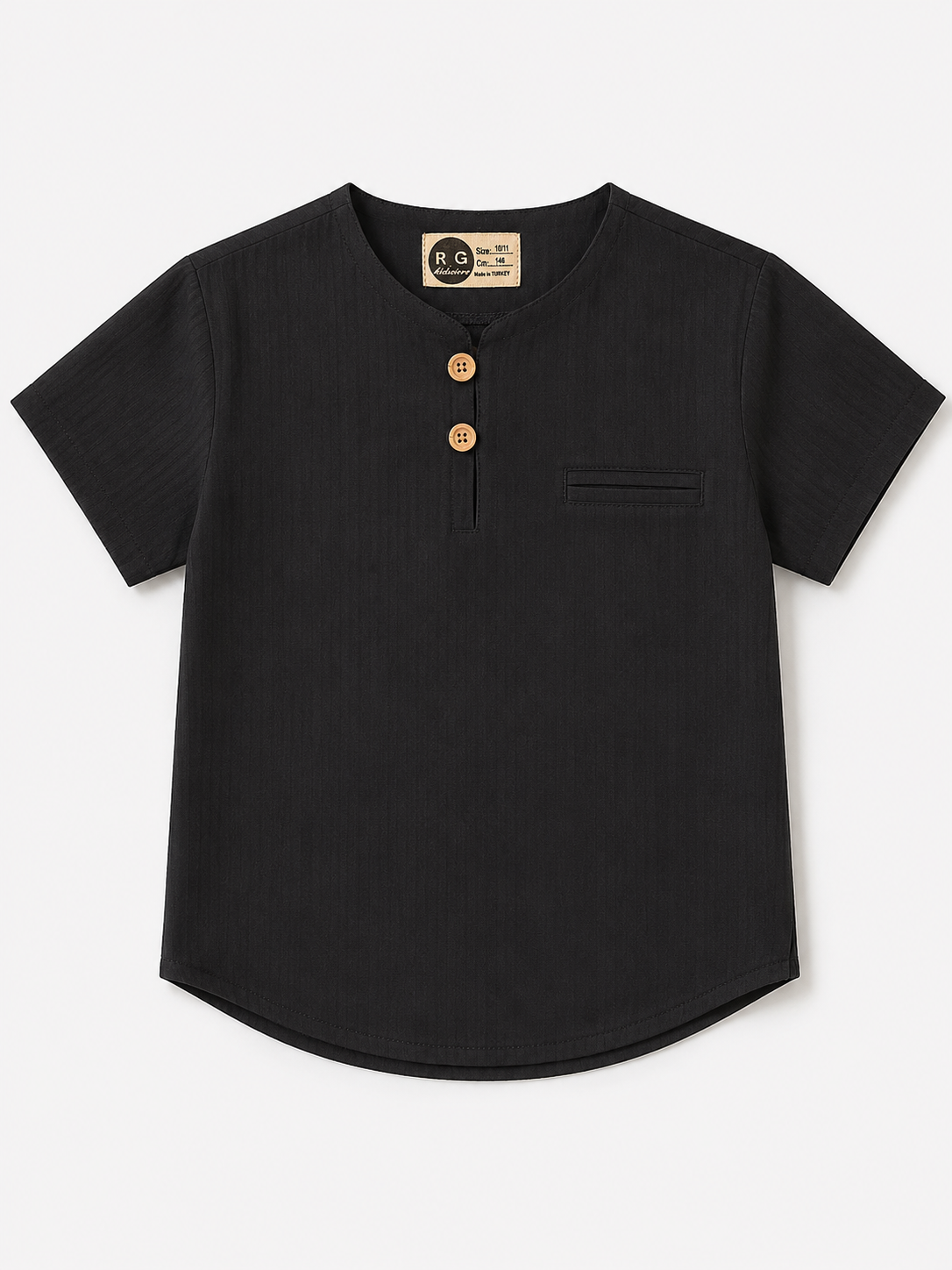 Erkek Çocuk Mao Yaka Gömlek | 9–15 Yaş | Kısa Kollu | %100 Pamuk | RG Brand | RG3712 - EKRU