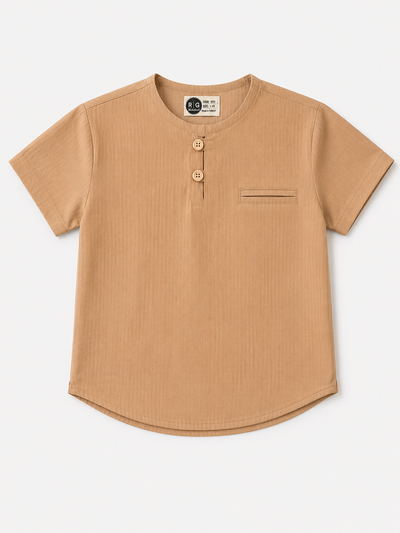 Erkek Çocuk Mao Yaka Gömlek | 9–15 Yaş | Kısa Kollu | %100 Pamuk | RG Brand | RG3712 - LACİVERT
