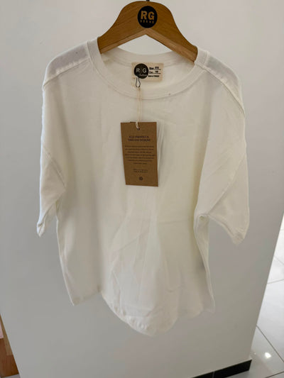 Genç Erkek Çocuk Oversize Basic Tişört | %100 Pamuk | 9–15 Yaş | Rahat Kesim | RG3726 - EKRU