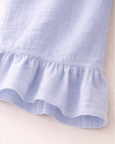 Kız Bebek Fırfırlı Paça Pantolon | 6 Ay–4 Yaş | Müslin & Pötikare | Bej & Mavi | RG379 - BEJ