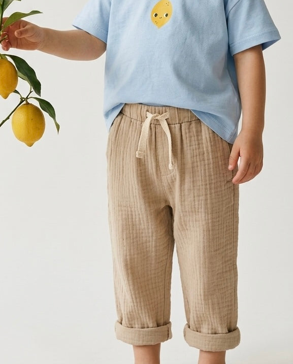 Bebek Balon Pantolon | Çift Cepli, Müslin | 6 Ay–4 Yaş | Kız & Erkek | RG Brand | RG394 - VİZON