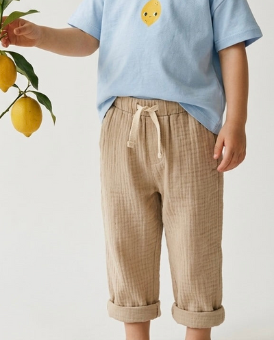Bebek Balon Pantolon | Çift Cepli, Müslin | 6 Ay–4 Yaş | Kız & Erkek | RG Brand | RG394 - TAŞ