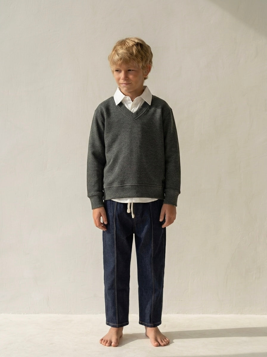 Erkek Çocuk V Yaka Selanik Triko Sweat | 3–9 Yaş | RG Brand | RG1508 - LACİVERT