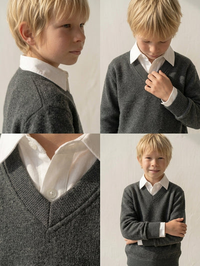 Erkek Çocuk V Yaka Selanik Triko Sweat | 3–9 Yaş | RG Brand | RG1508 - HAKİ