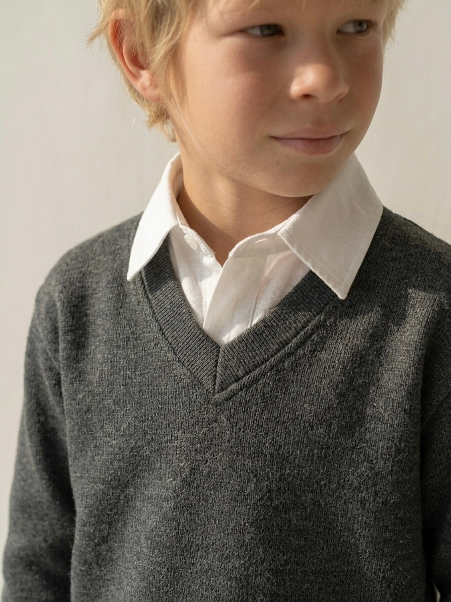 Erkek Çocuk V Yaka Selanik Triko Sweat | 3–9 Yaş | RG Brand | RG1508 - HAKİ