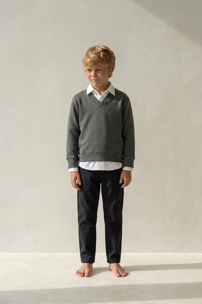 Erkek Çocuk V Yaka Selanik Triko Sweat | 3–9 Yaş | RG Brand | RG1508 - SİYAH