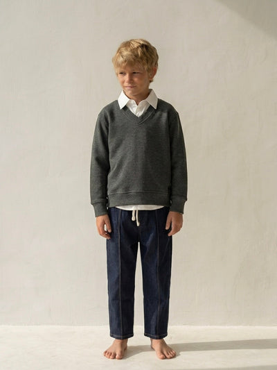Erkek Çocuk V Yaka Selanik Triko Sweat | 3–9 Yaş | RG Brand | RG1508 - HAKİ