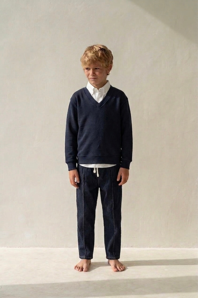 Erkek Çocuk V Yaka Selanik Triko Sweat | 3–9 Yaş | RG Brand | RG1508 - HAKİ