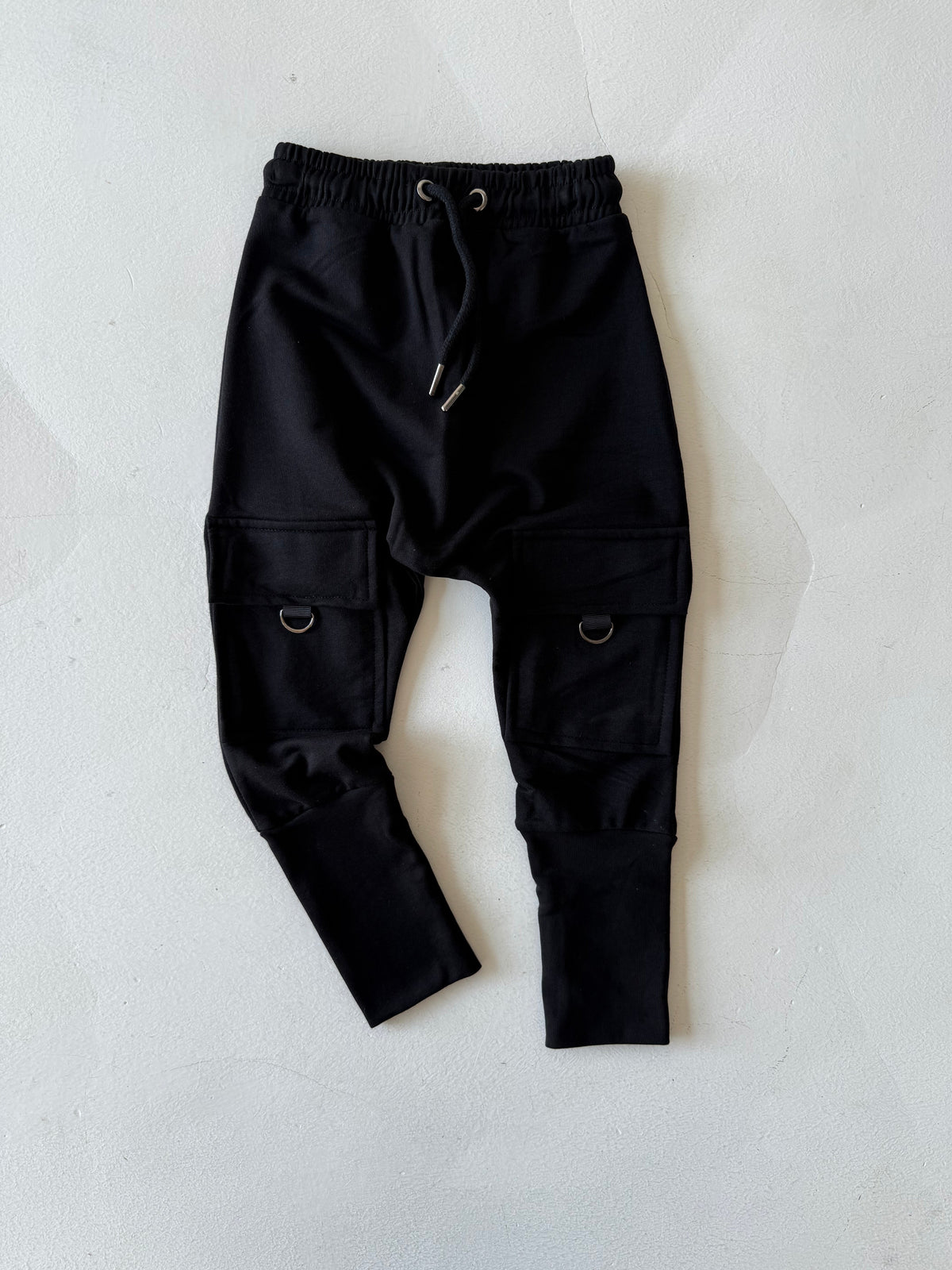 Çocuk Kargo Cepli Bağcık Detaylı Basic Pantolon | 3–9 Yaş | RG Brand | RG1341 - SİYAH