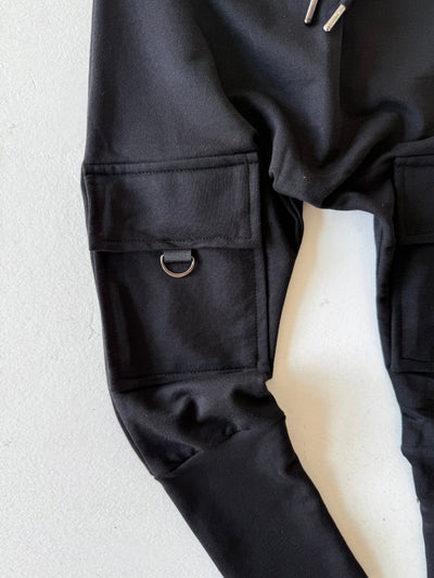 Çocuk Kargo Cepli Bağcık Detaylı Basic Pantolon | 3–9 Yaş | RG Brand | RG1341 - SİYAH