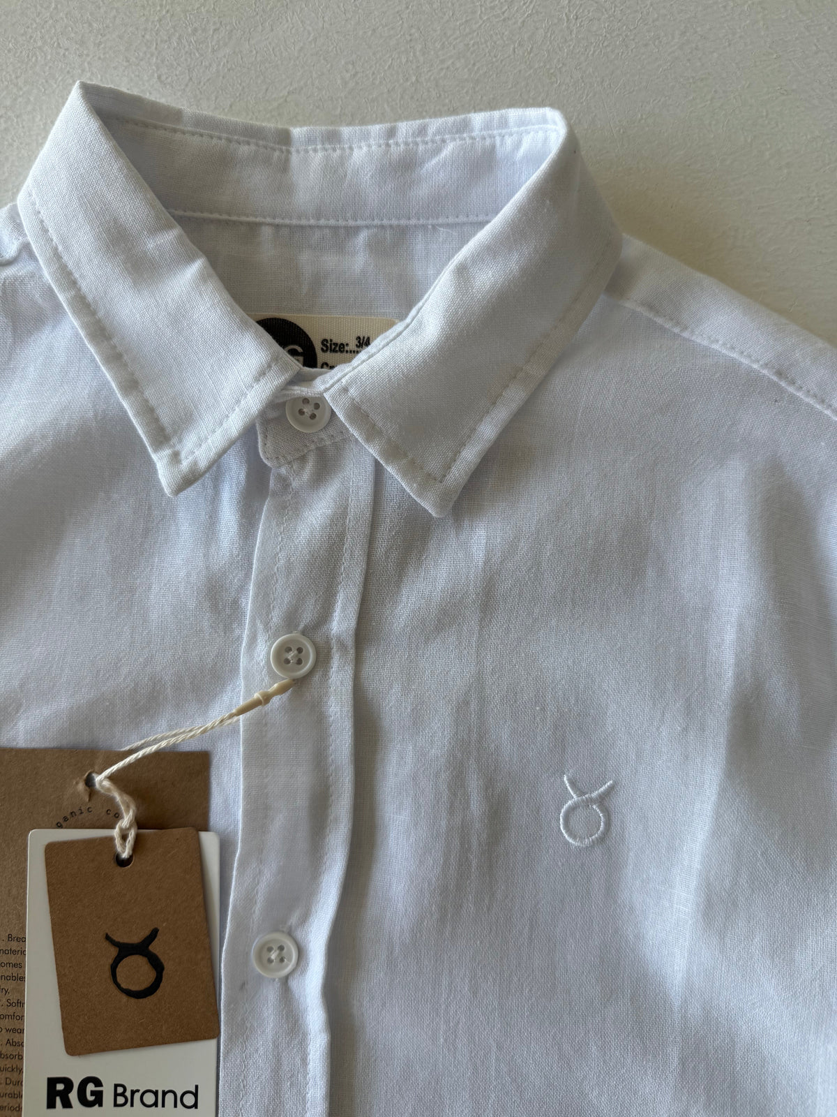 Kids' Long-Sleeve Shirt | 100% Natural Cotton Linen | 3-9 Years | RG1567 - WHITE