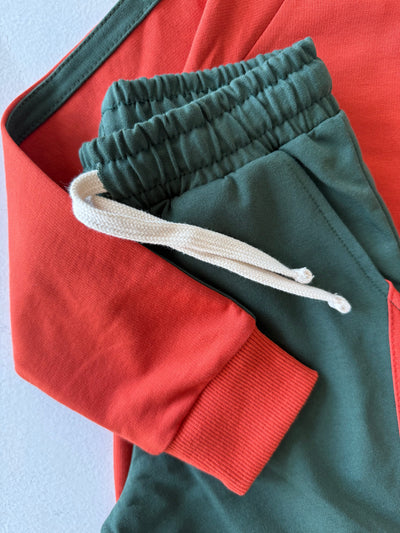 Çocuk Alt Üst Takım | Günlük Kullanıma Uygun Eşofman ve Sweatshirt | Rahat Kesim | RG1624 - KİREMİT