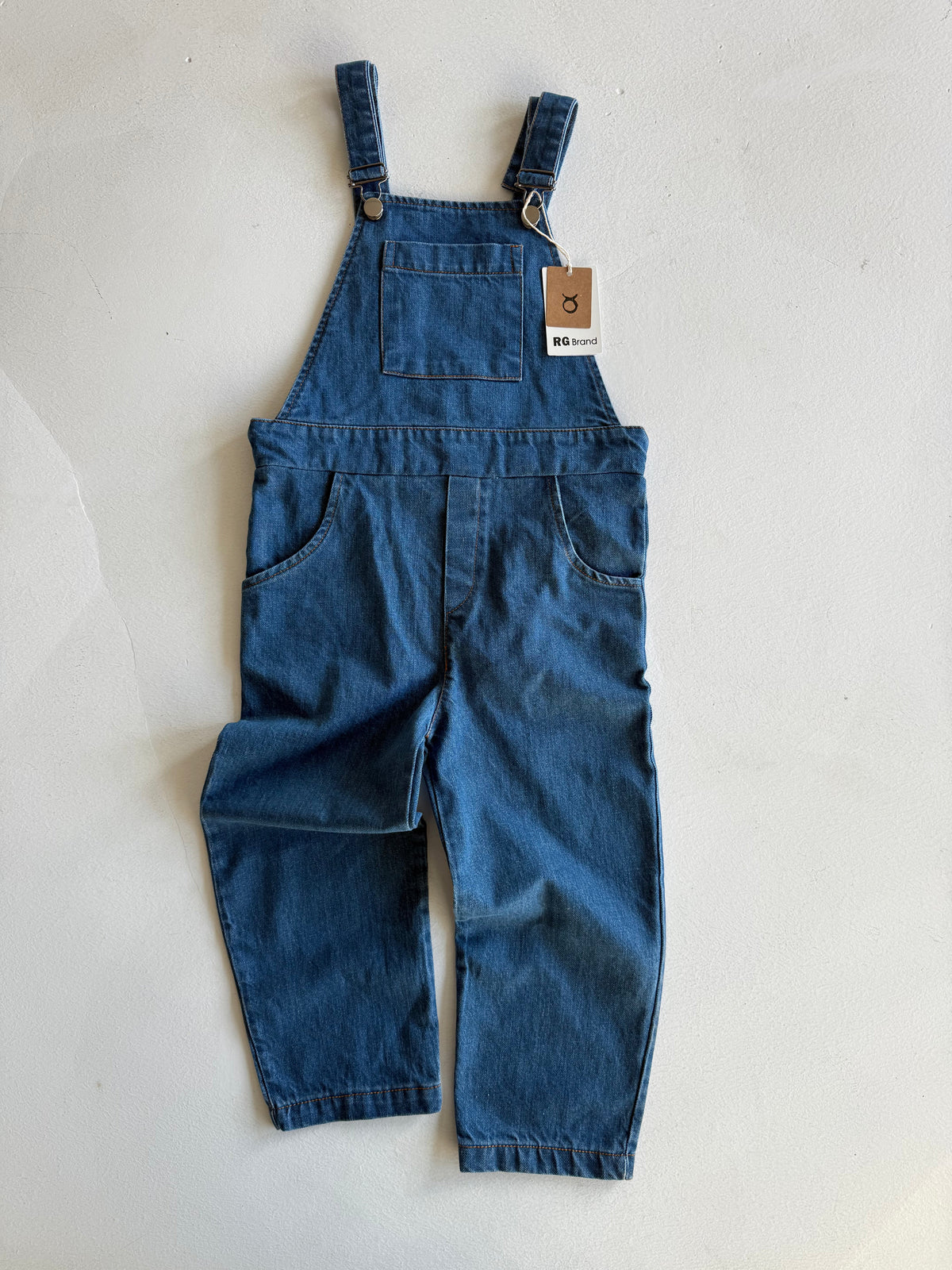 Kız ve Erkek Çocuk Denim Salopet | 3–9 Yaş | Mavi, Lacivert | %100 Pamuk | RG Brand | RG1737 - MAVİ