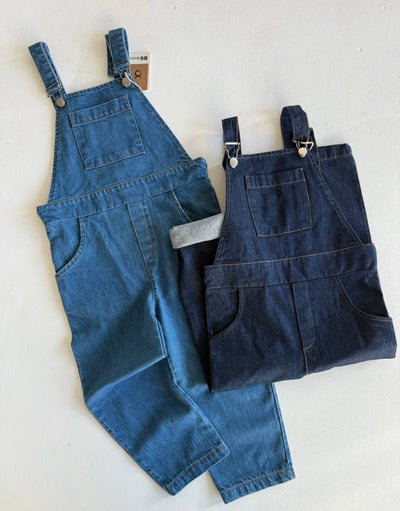 Kız ve Erkek Çocuk Denim Salopet | 3–9 Yaş | Mavi, Lacivert | %100 Pamuk | RG Brand | RG1737 - MAVİ