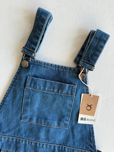 Kız ve Erkek Çocuk Denim Salopet | 3–9 Yaş | Mavi, Lacivert | %100 Pamuk | RG Brand | RG1737 - MAVİ