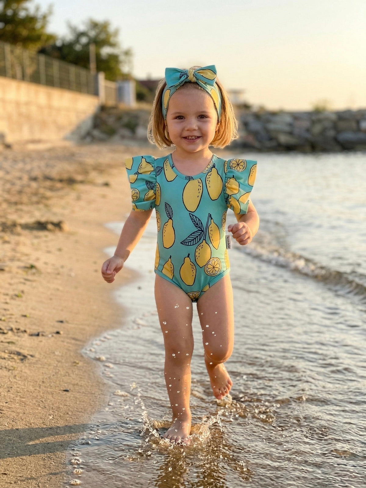 Baby Girl Full Lycra Quick-Drying Swimsuit Set | RG Brand | 6 Months–4 Years | RG281 - BLUE LEMON