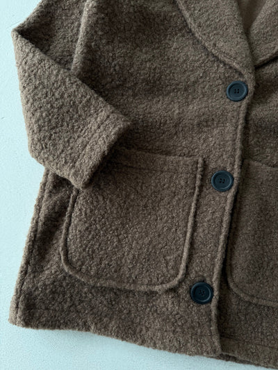Kız ve Erkek Çocuk Kaşe Mont | Çift Cepli ve Düğmeli | 9–15 Yaş | RG Brand | RG3318 - FUŞYA