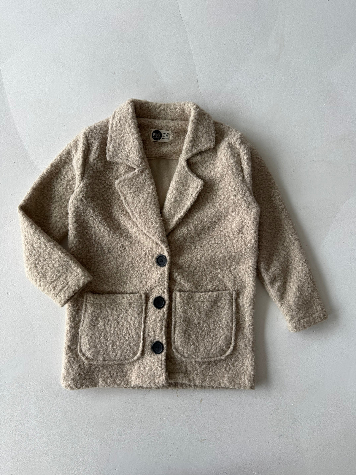Kız ve Erkek Çocuk Kaşe Mont | Çift Cepli ve Düğmeli | 9–15 Yaş | RG Brand | RG3318 - LACİVERT