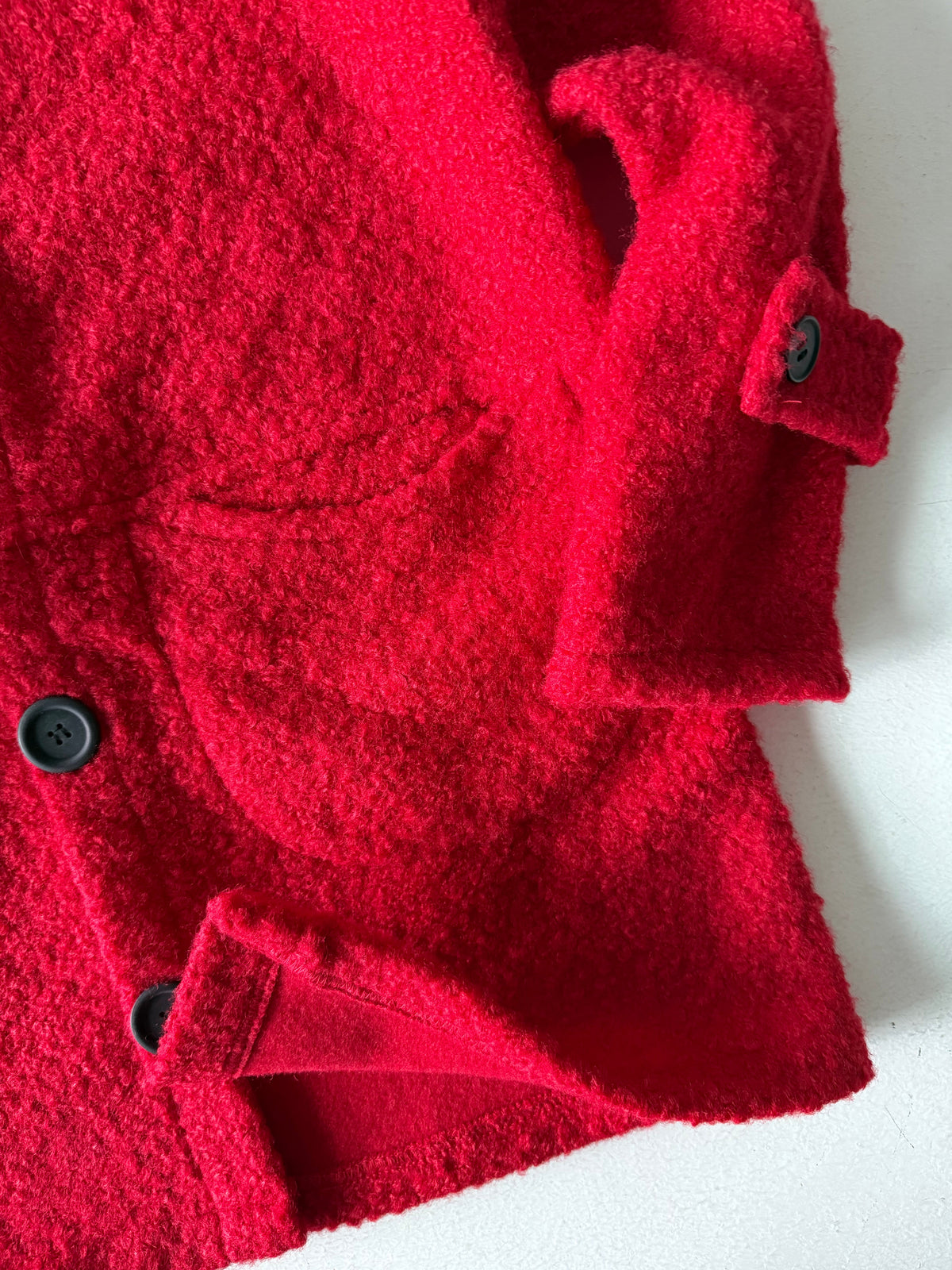 Kız ve Erkek Çocuk Kaşe Mont | Cepli ve Düğmeli | 9–15 Yaş | RG Brand | RG3319 - KIRMIZI