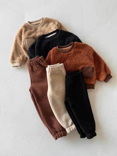 Bebek Cepli Peluş Sweatshirt ve Eşofman | 6 Ay–4 Yaş | RG Brand | RG356 - TAŞ