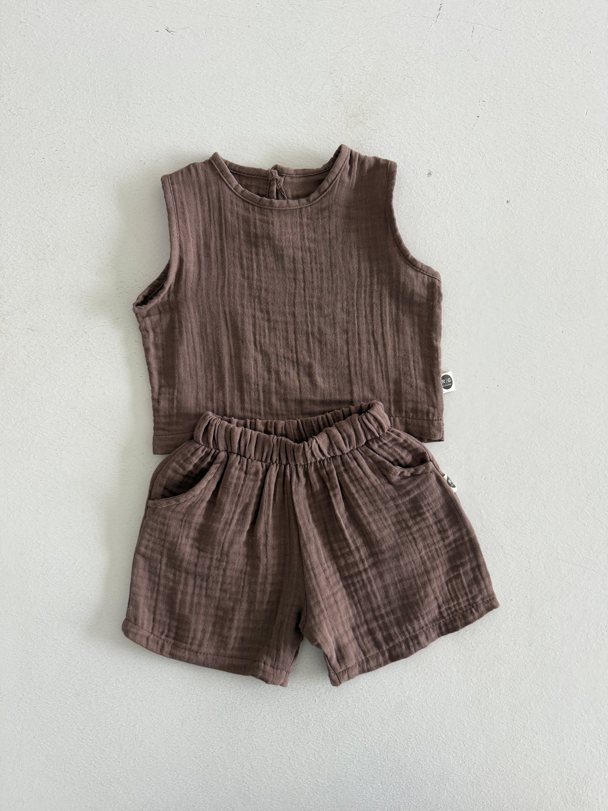 Müslin Bebek Şortlu Takım | 6 Ay–3 Yaş | RG Brand | RG367 - KAHVERENGİ