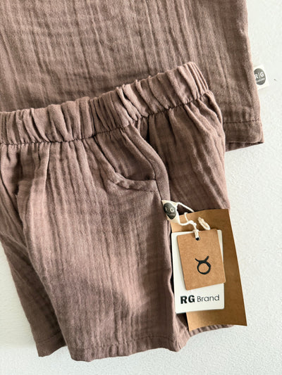 Müslin Bebek Şortlu Takım | 6 Ay–3 Yaş | RG Brand | RG367 - KAHVERENGİ