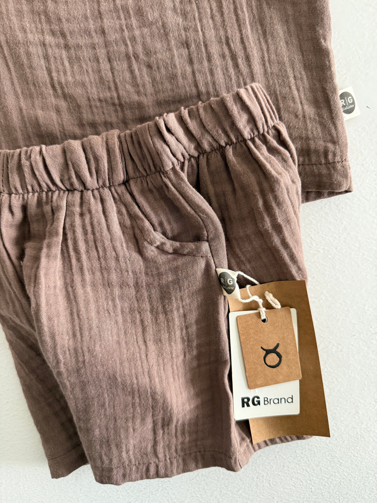 Müslin Bebek Şortlu Takım | 6 Ay–3 Yaş | RG Brand | RG367 - KAHVERENGİ