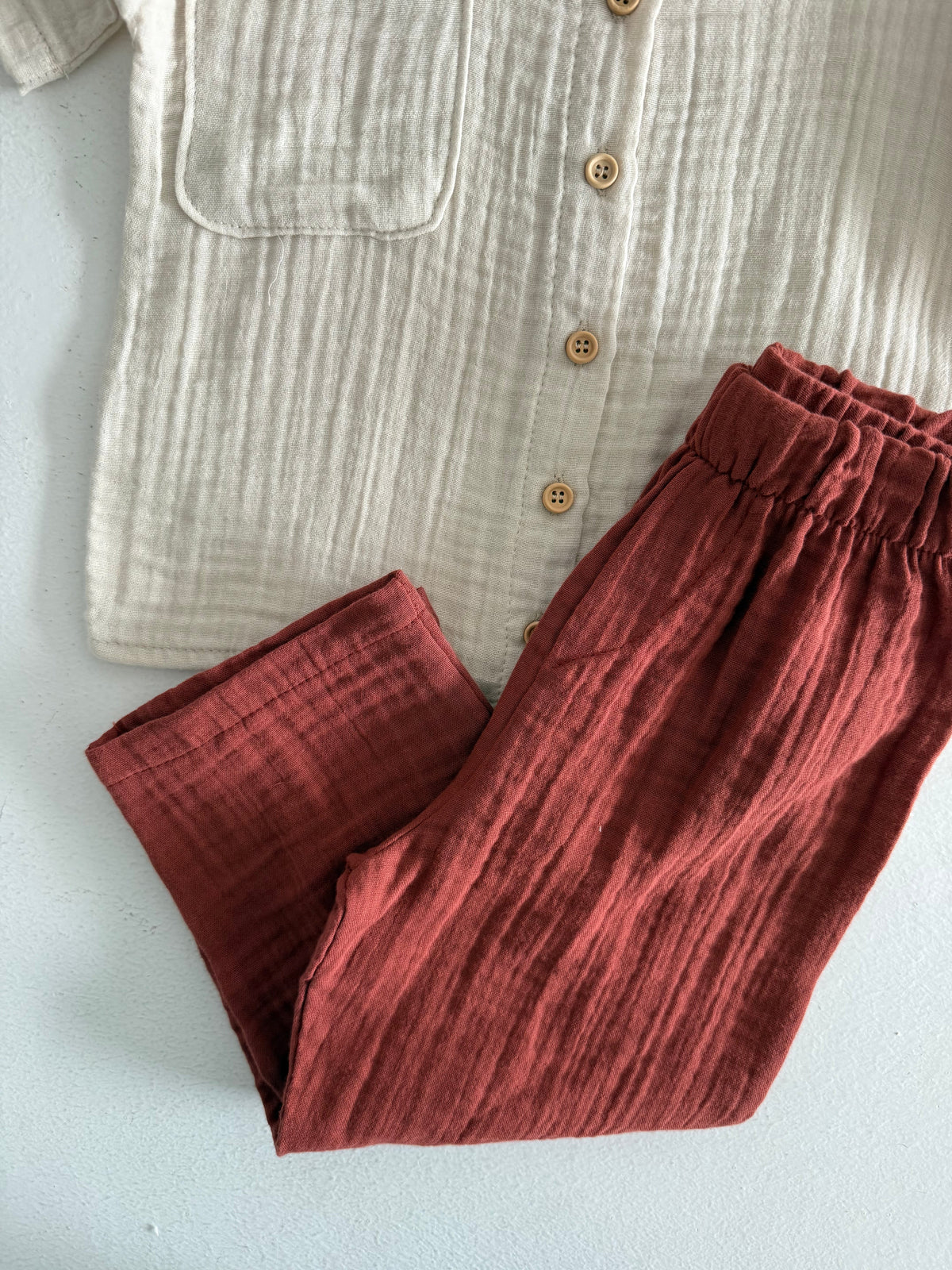 Pamuklu Müslin Bebek Takımı | RG Brand – Yumuşak ve Nefes Alabilir | RG368 - KİREMİT