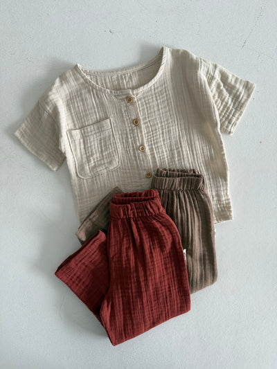 Pamuklu Müslin Bebek Takımı | RG Brand – Yumuşak ve Nefes Alabilir | RG368 - KİREMİT