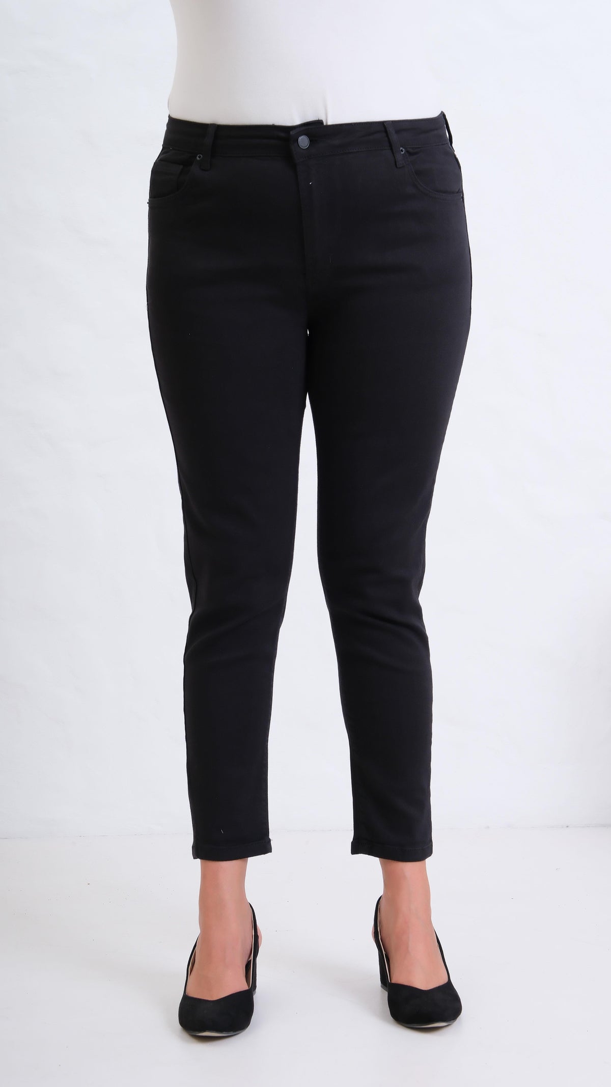 Yüksek Bel Battal Kesim Dar Paça Black Jean Pantolon