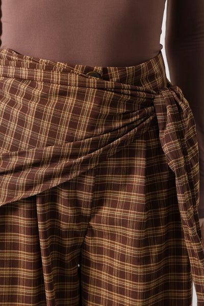 PANTALON CU LEGARE ȘI DESEN ECOZAL - MARO - CĂMILĂ