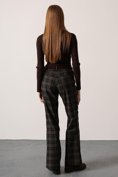 PANTALON CU DESEN ECOZAL ȘI CUREA - Negru