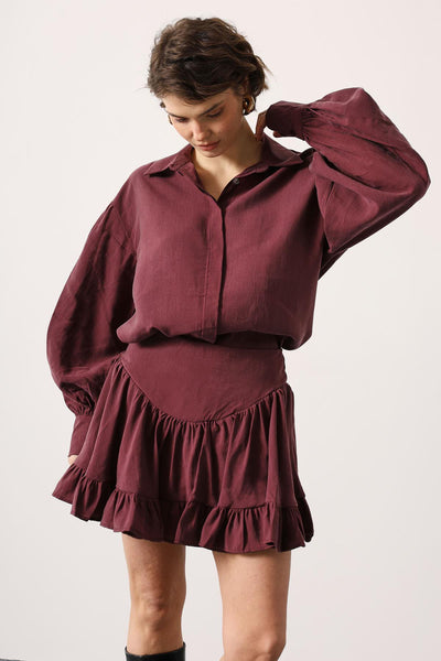 FUSTĂ MINI CU CORSET - Bordo