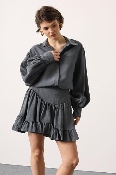 FUSTĂ MINI CU CORSET - Gri